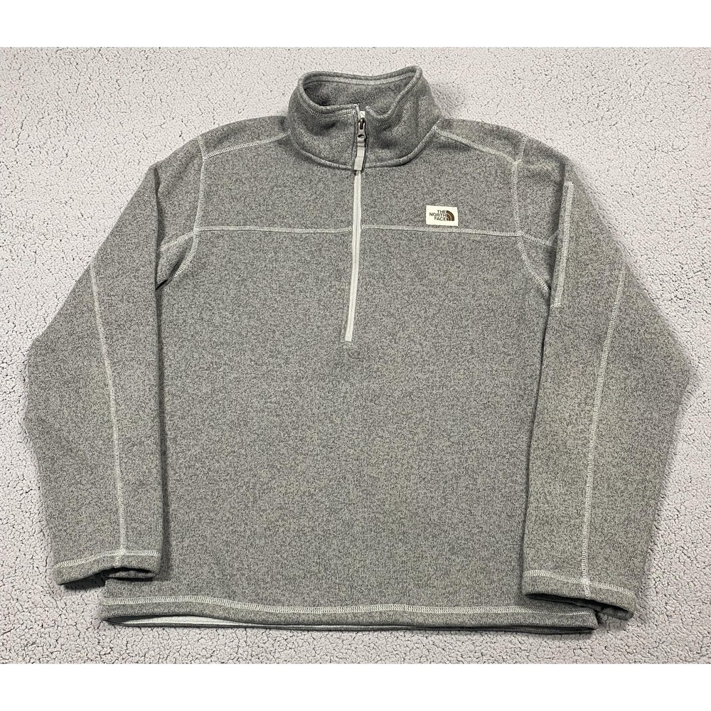 The North Face Fleece Sweatshirt Mens Large Gray 1/4‎ Zip Pullover Logo NF0A3YR8